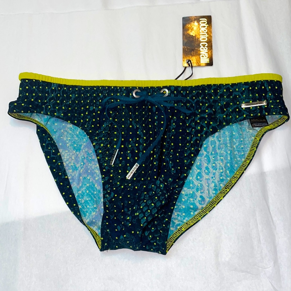 Roberto Cavalli snake skin embossed polka dot rash guard size small.
